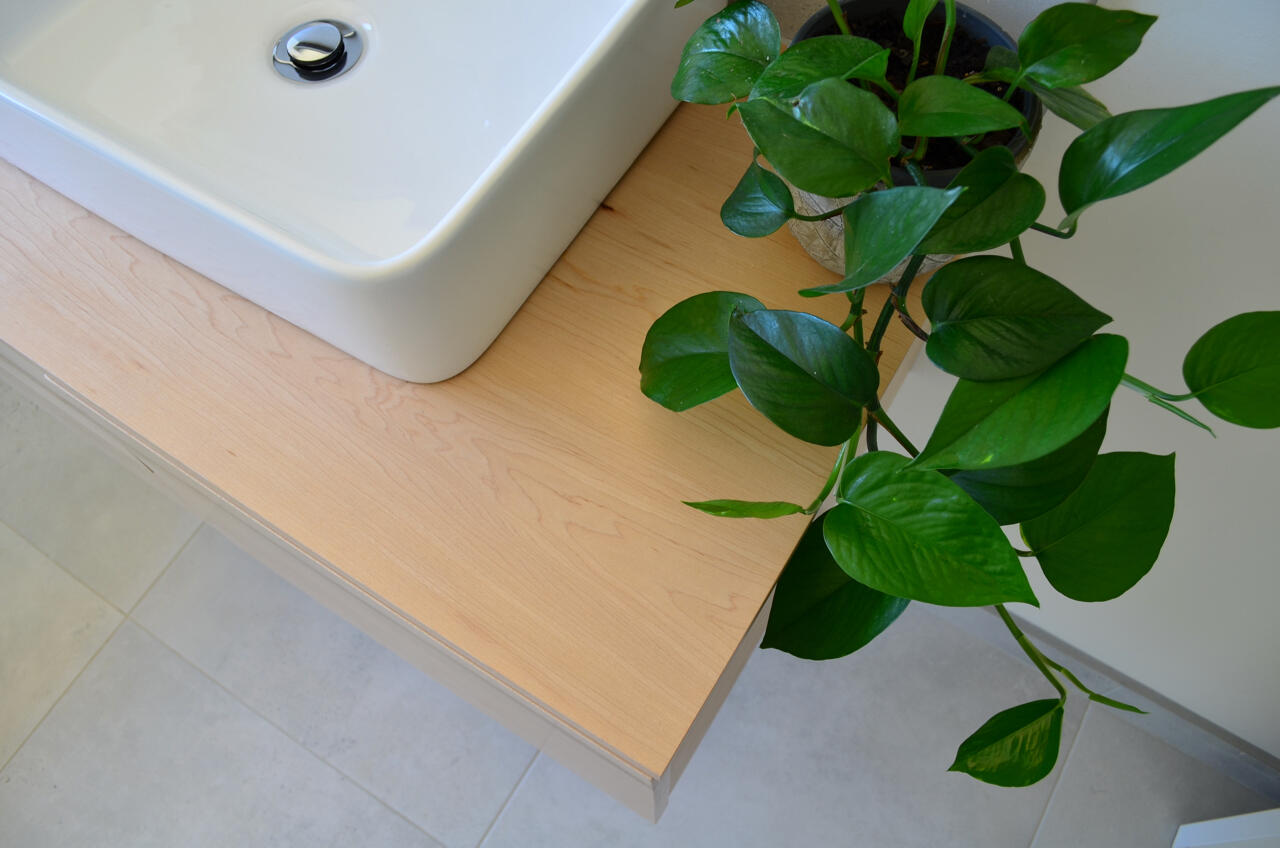 Bathroom vanity in Rock Maple