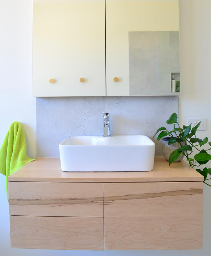 Bathroom vanity in Rock Maple