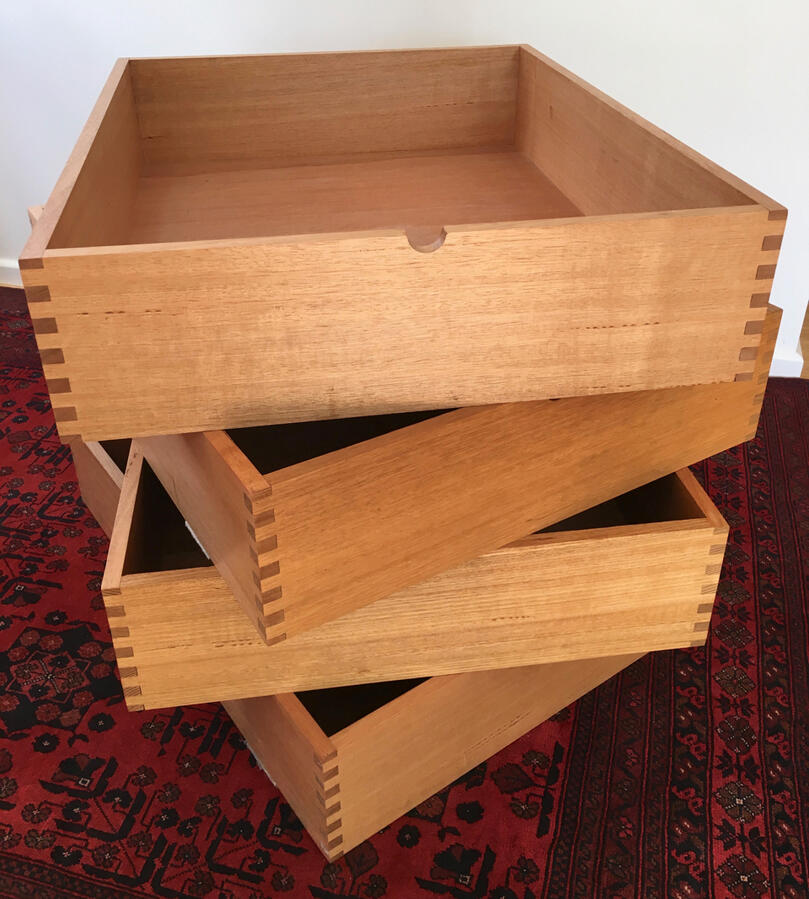 Finger jointed under-bed storage drawers